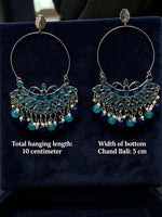 Silver-Tone Enamel-Painted Chandbali Hoop Earrings – Bridal & Festive