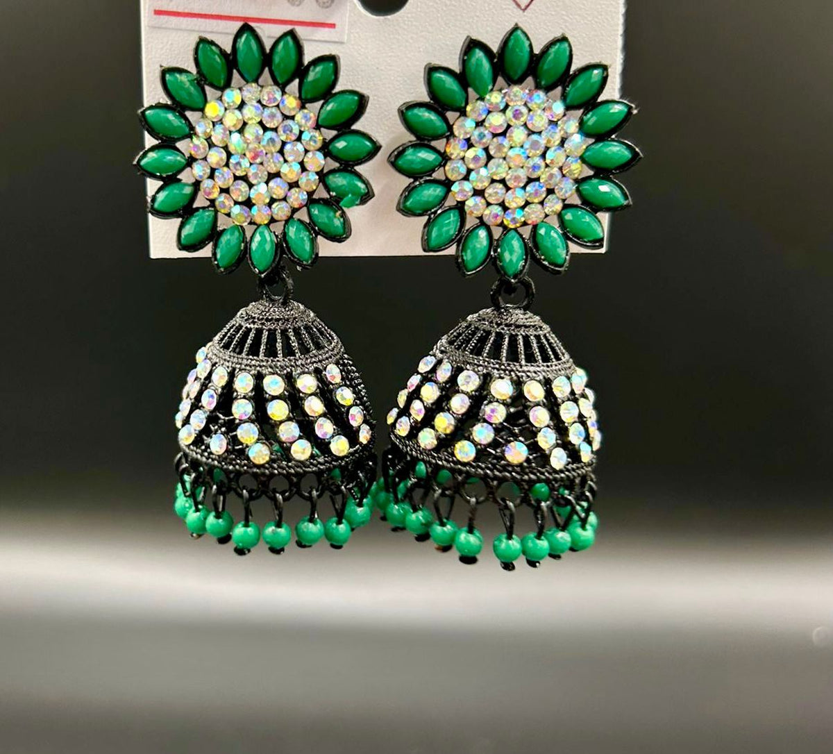 Black fancy sun flower Jhumki earrings | Lightweight Handcrafted Bridal Jewellery – Famaza Couture