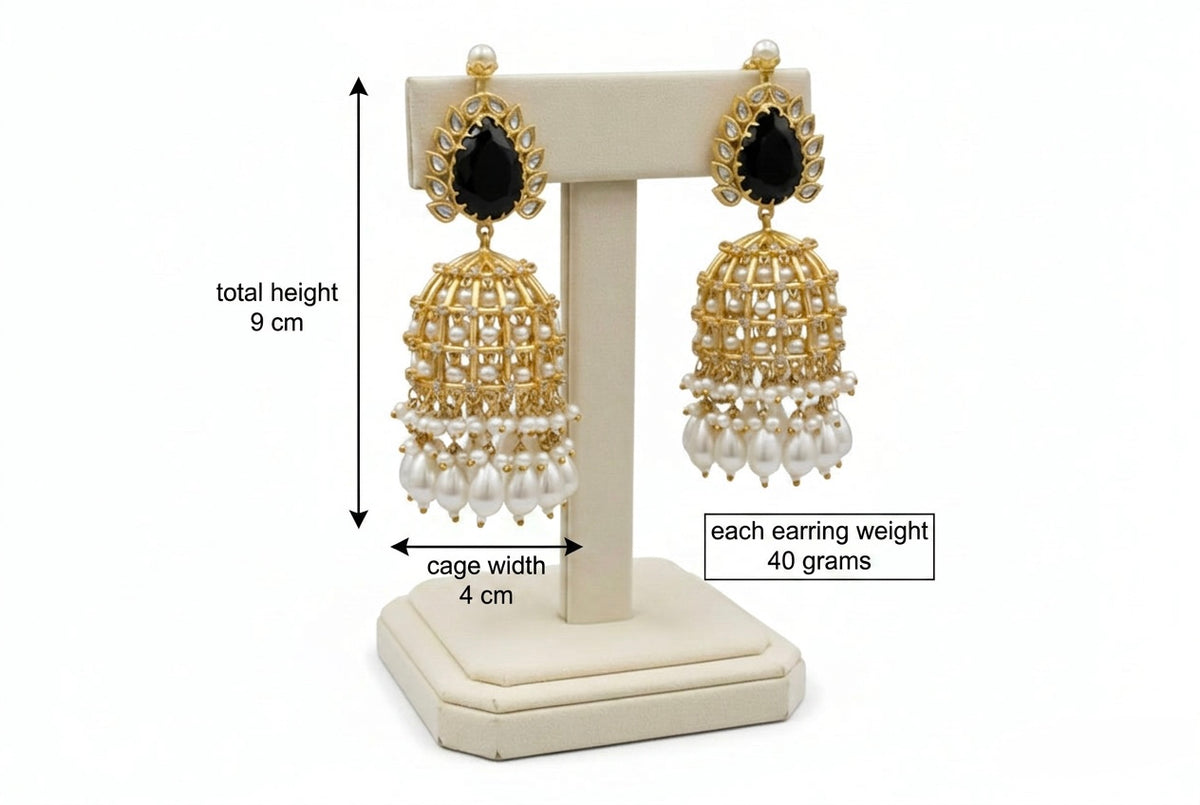 Royal Monalisa Stone & Coin Golden Earrings | Bridal & Partywear Wembley