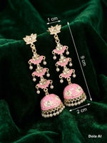 Meenakari Tulip Long Jhumka Earrings | Silver Ethnic Statement Jewellery – Famaza Couture London