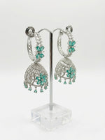 Premium Silver Imitation American Diamond Jhumka Earrings | Famaza Couture