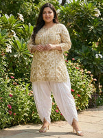 Cotton Hand-Embroidered Chikankari Dhoti Pants - Traditional Indian Tulip/Salwar/Trousers-White | Famaza Couture