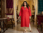 Plus Size Chikankari Cotton Kurti | 8XL–14XL | Elegant Shirt Dress – Famaza Couture