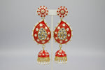 Meenakari Ambi Long Jhumka Earrings | Lightweight Bridal & Party Wear – Famaza Couture