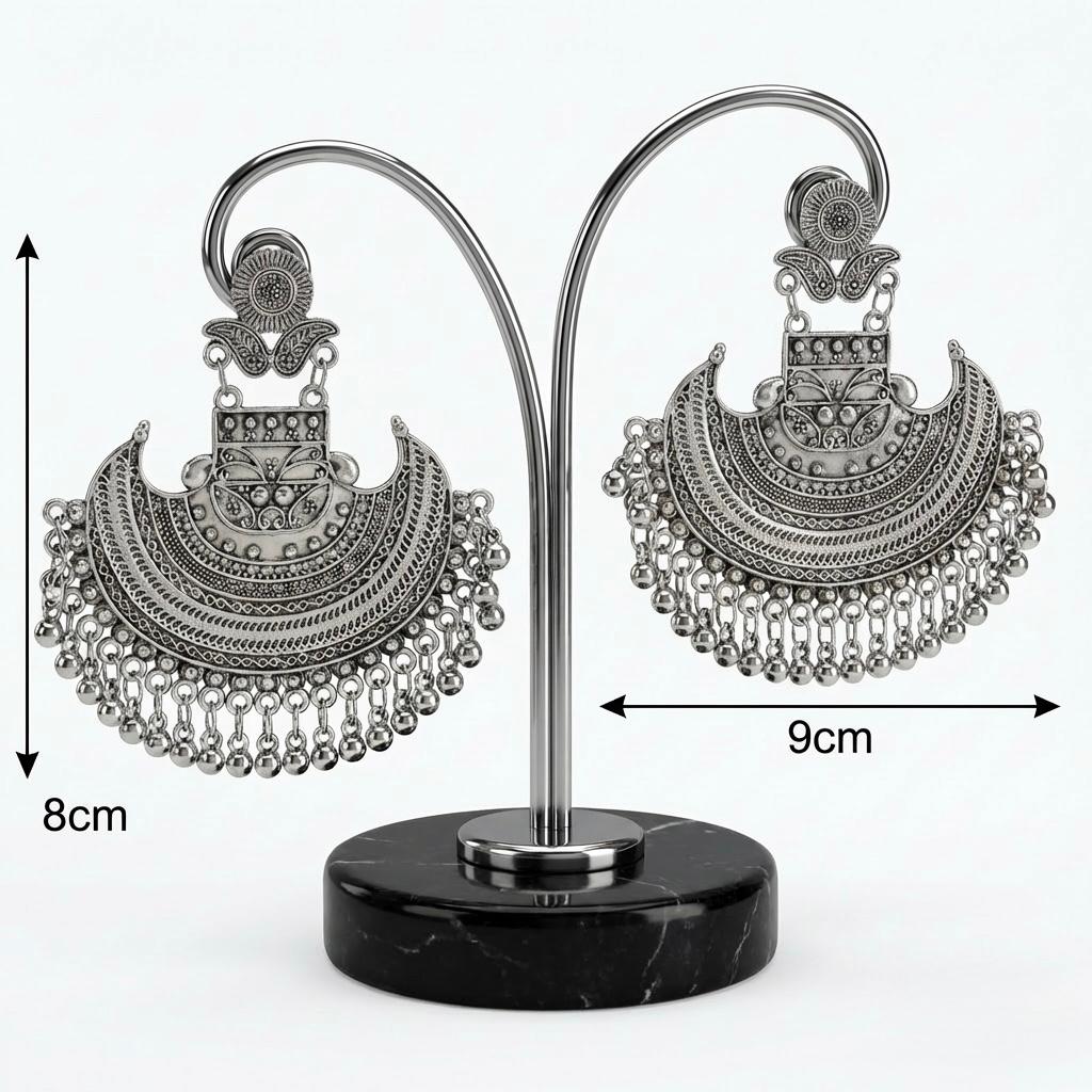 Oxidised Chandbaali Statement Earrings – Handcrafted Bridal Jewellery