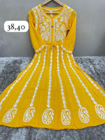 Chikankari Anarkali Long Kurta with Pockets | Handcrafted Modal Fabric – Famaza Couture