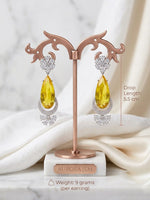 Midnight Blossom American Diamond Floral Earrings (Silver Finish)