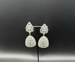 American Diamond Jumbo Jhumka earrings/Silver Finish Earrings