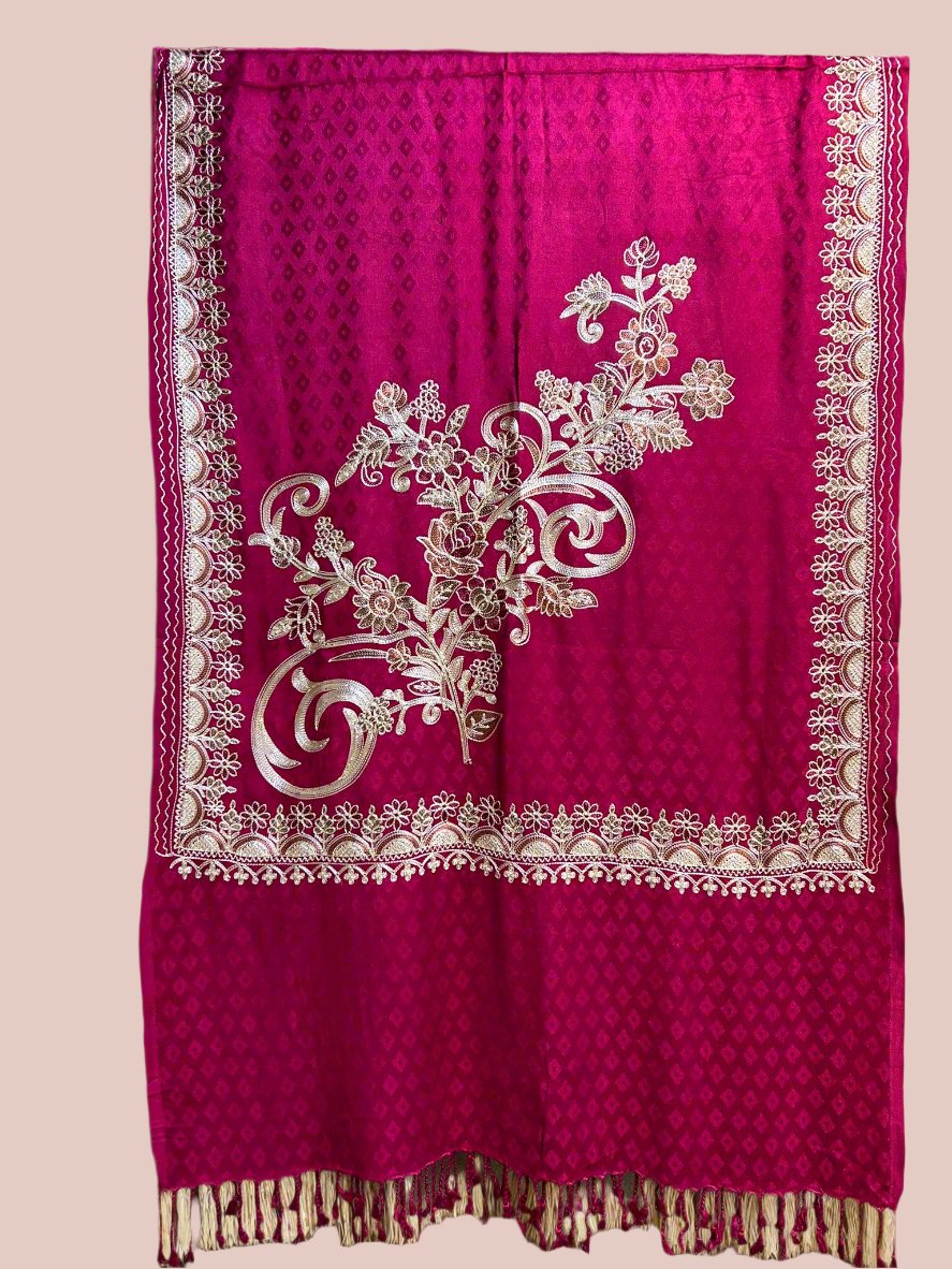 Kashmiri Aari Embroidered Marina Scarf | Handcrafted Shawl – Famaza Couture