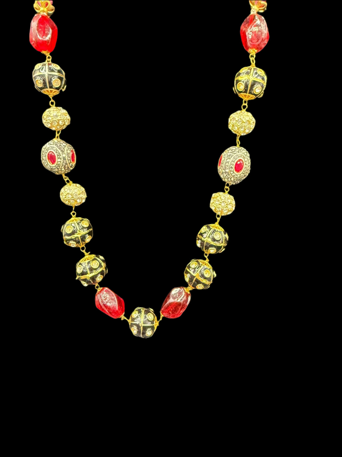 Tanjore Art Meenakari beaded Mala Set | Regal Bridal Necklace – Famaza Couture