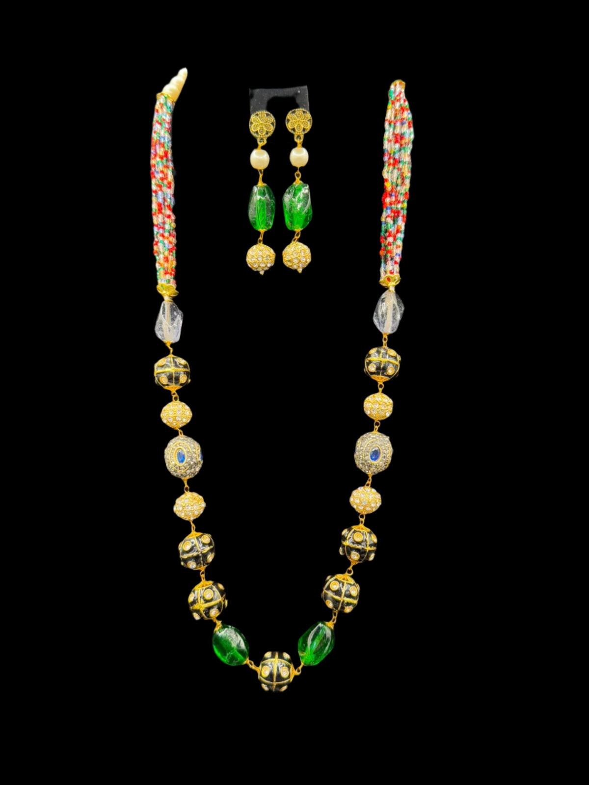 Tanjore Art Meenakari beaded Mala Set | Regal Bridal Necklace – Famaza Couture