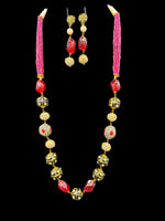 Tanjore Art Meenakari beaded Mala Set | Regal Bridal Necklace – Famaza Couture