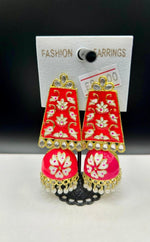 Meenakari long Jhumka Earrings | Lightweight Handcrafted Bridal Jewellery – Famaza Couture