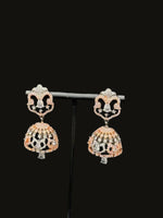 Handcrafted American Diamond Jhumka Earrings - Black Rose gold Finish | Famaza Couture