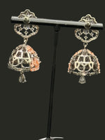 Handcrafted American Diamond Jhumka Earrings - Black Rose gold Finish | Famaza Couture