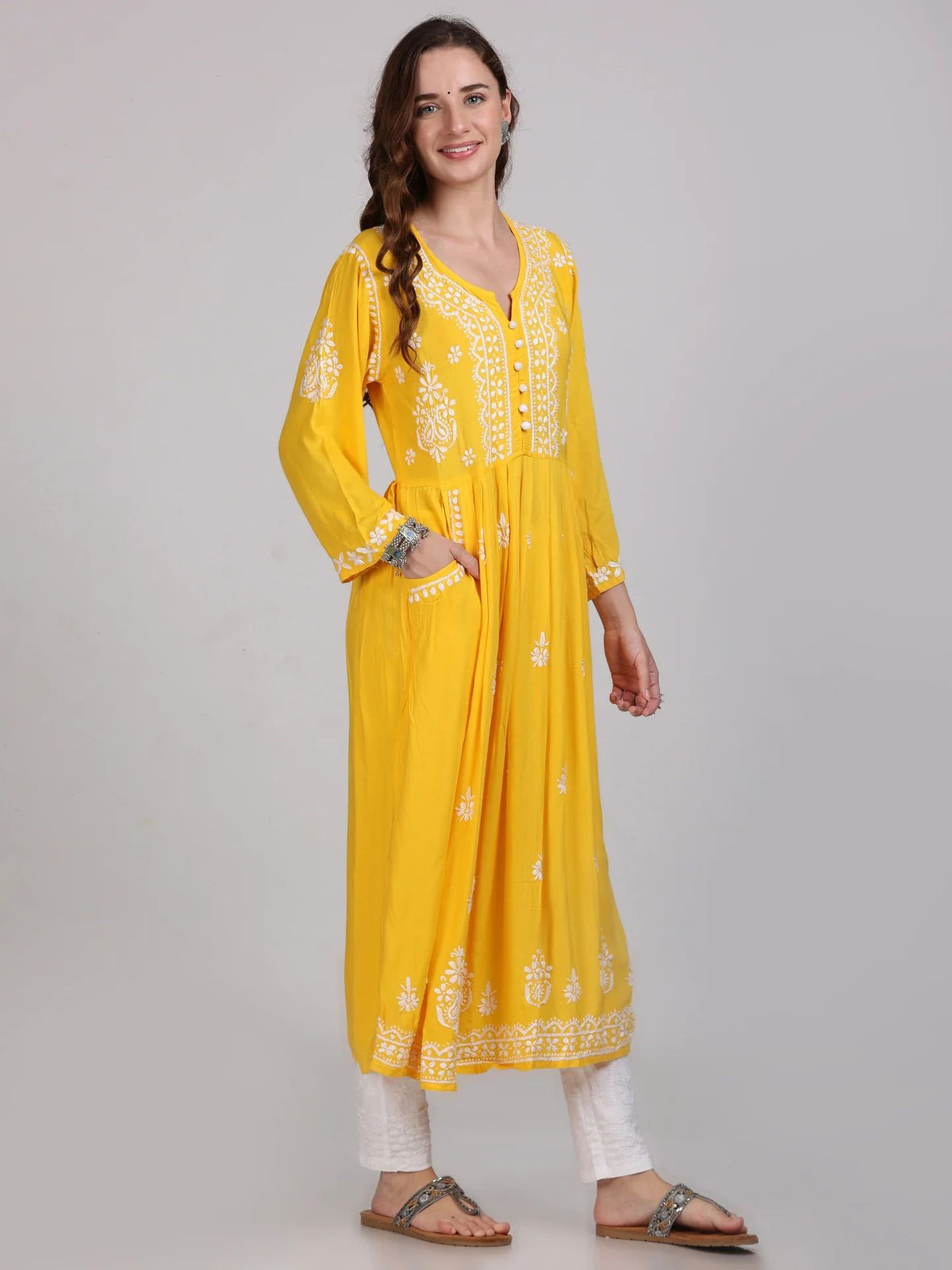 Chikankari Kurta/Shirt/Top with Pockets