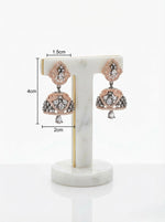 Midnight Rose | American Diamond Mini Black & Rosegold Jhumkas | Handcrafted Party Wear Earrings