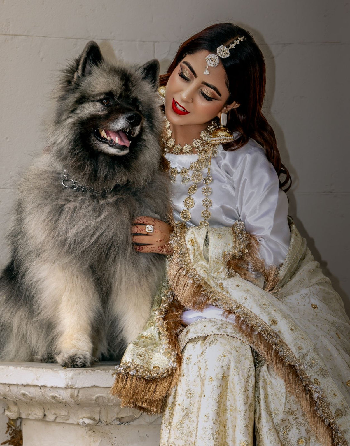 Jahan-Aara White Asian Bridal Nikah Dress | Traditional Kimkhab Gharara Bridal Wear