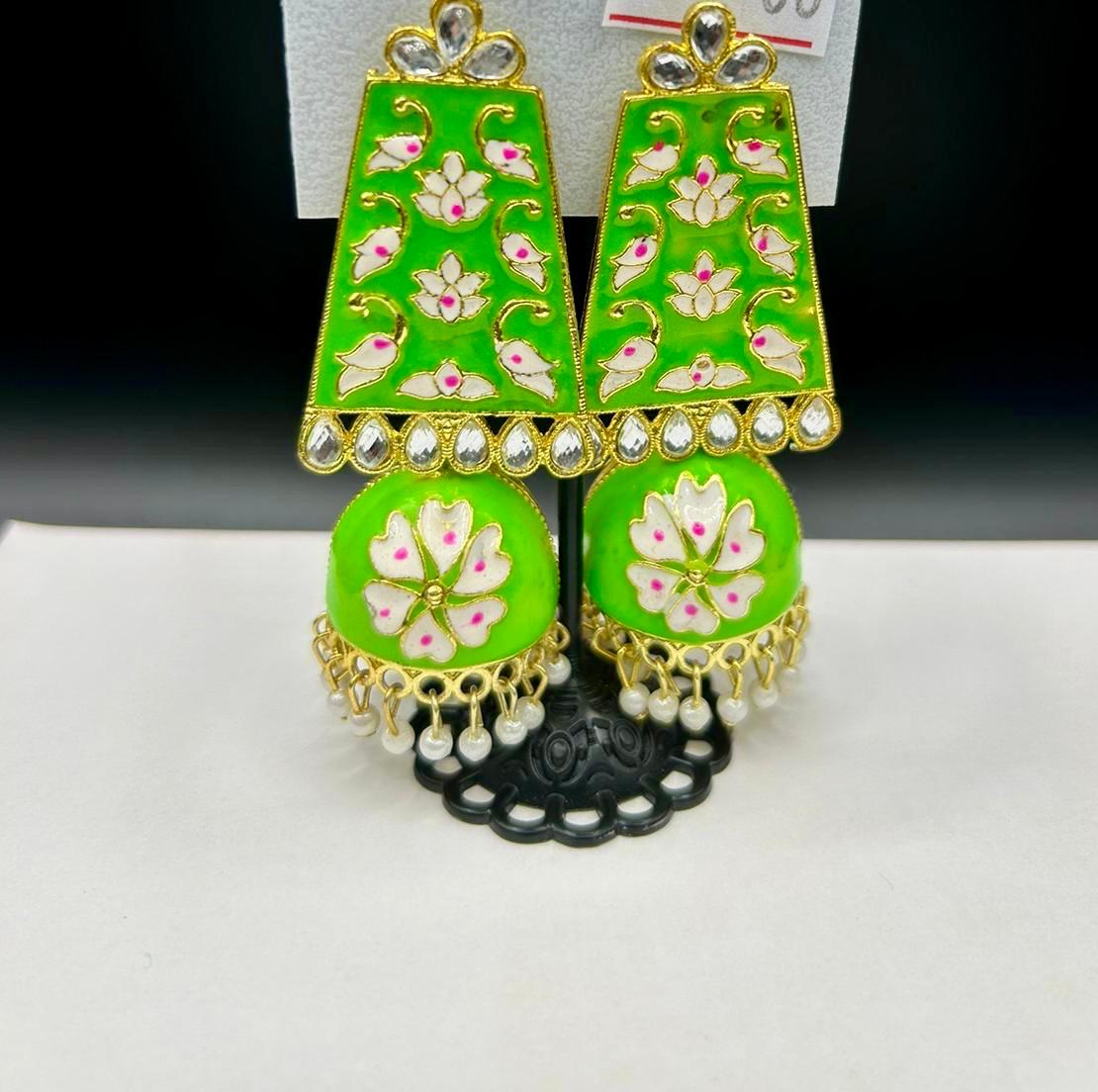 Meenakari long Jhumka Earrings | Lightweight Handcrafted Bridal Jewellery – Famaza Couture