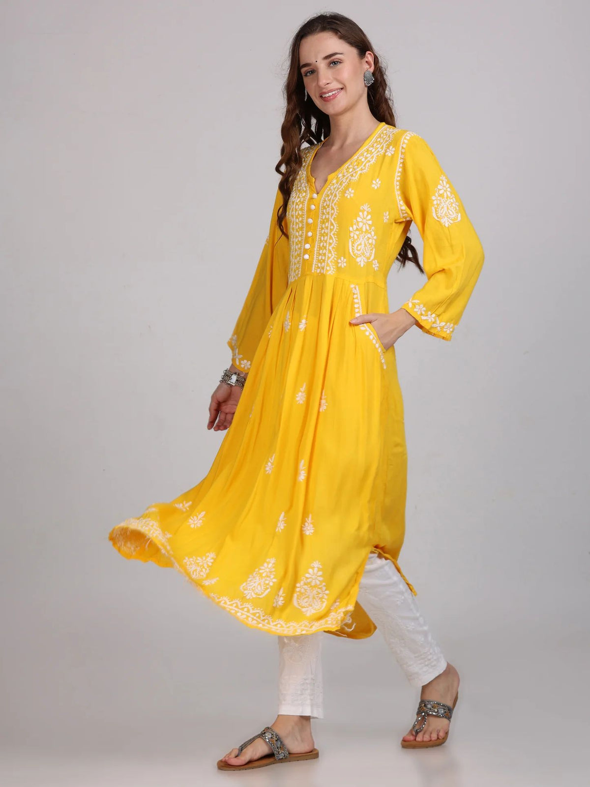 Chikankari Kurta/Shirt/Top with Pockets