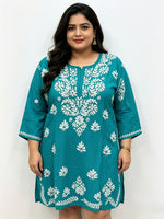 The Nazakat Handmade Chikankari Plus size short kurti/Tunic | Famaza Couture