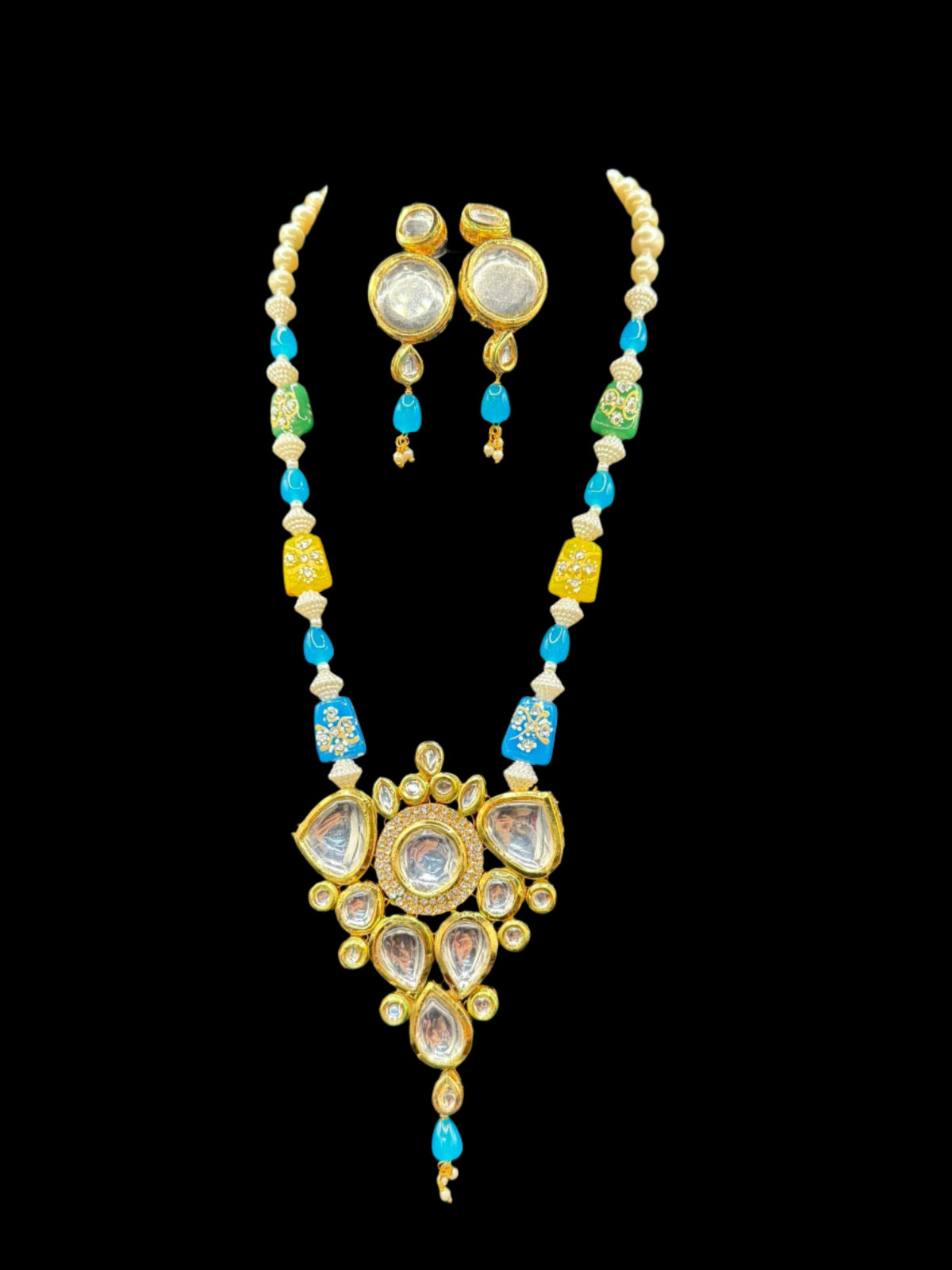 Tanjore Art Meenakari Kundan Rani Mala Set | Regal Bridal Necklace – Famaza Couture