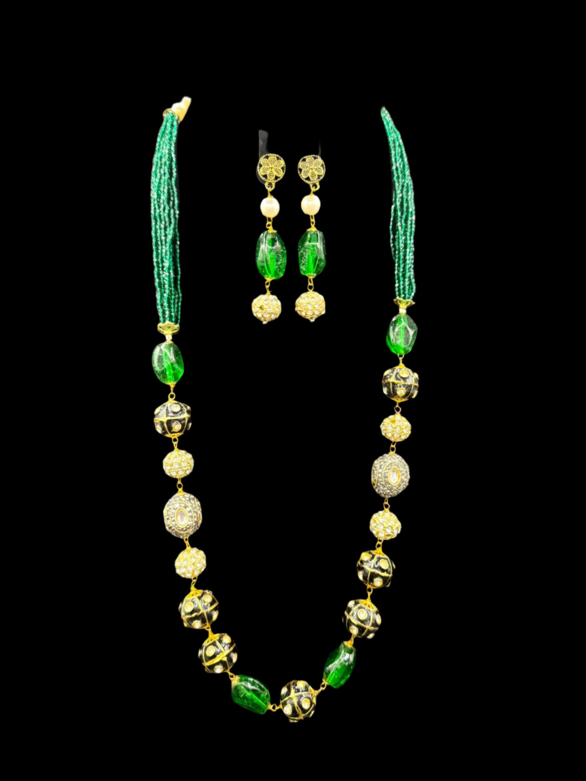 Tanjore Art Meenakari beaded Mala Set | Regal Bridal Necklace – Famaza Couture