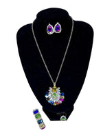 Multi Sapphire and American Diamond Pendant Necklace