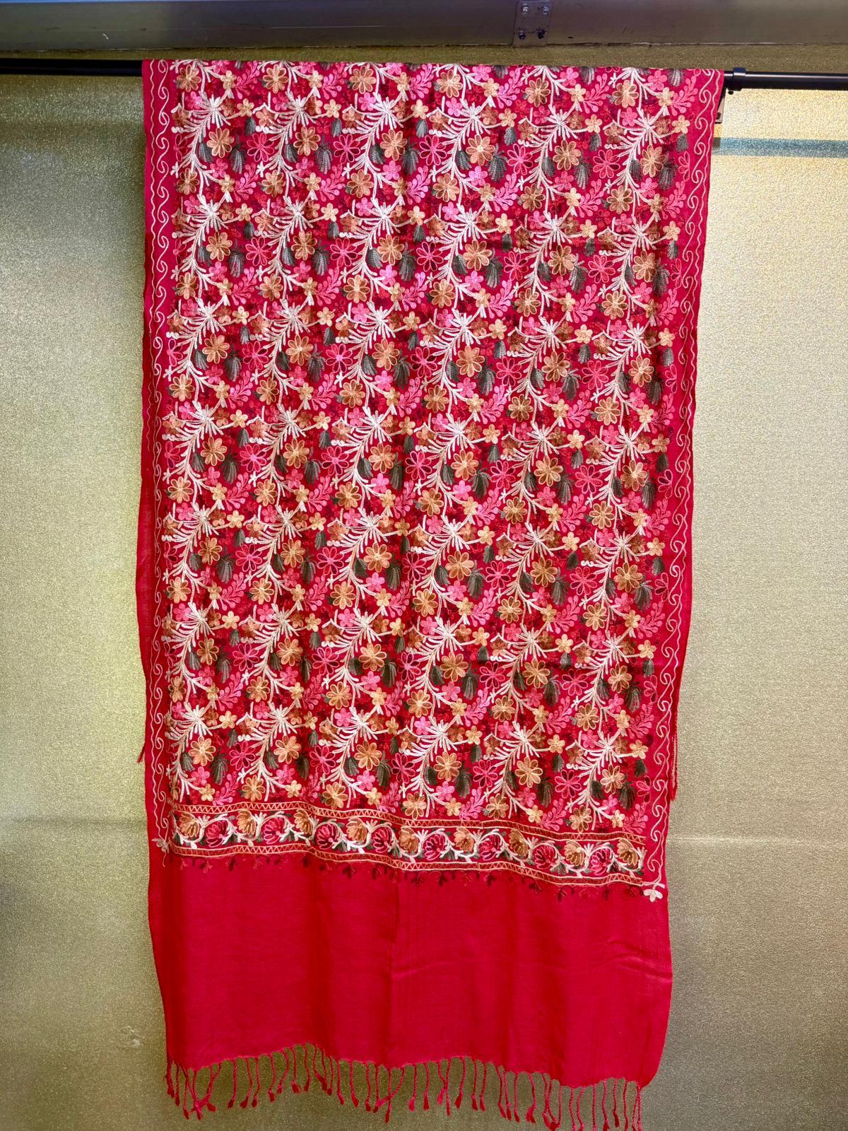 Kashmiri Embroidered all over embroidery Pashmina Scarf/Stole/Shawl