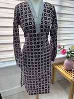 Traditional Ajrak Sindhi Kurta/Dress - Maroon/White