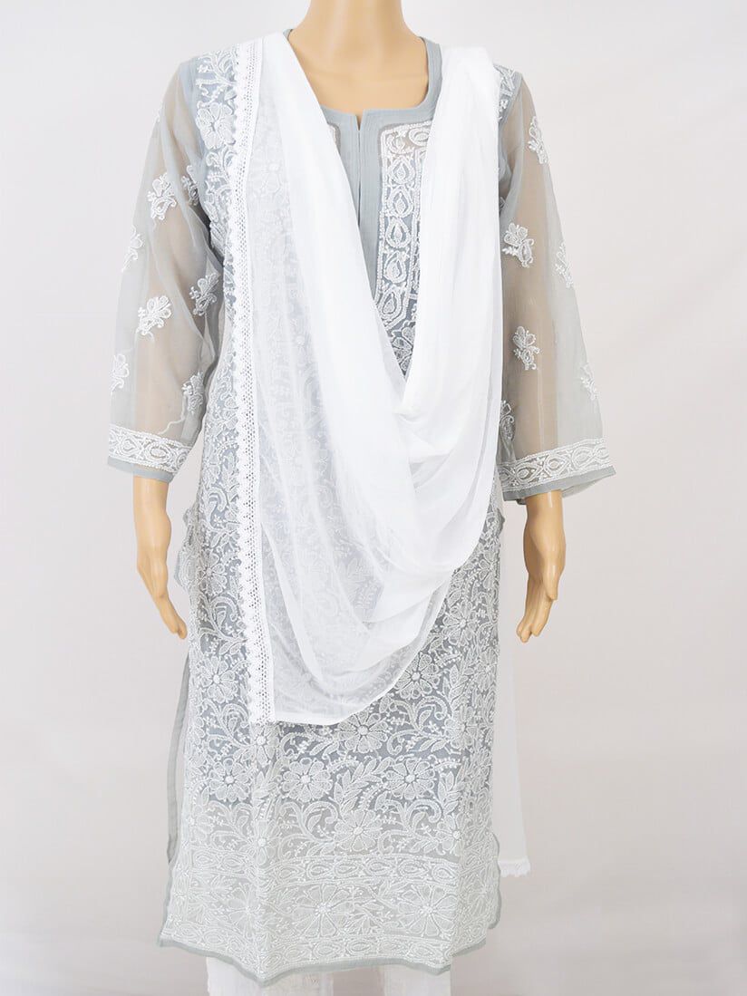 White Chiffon Two Side Lace Dupatta