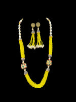 Tanjore Art Beaded Mala Set | Regal Bridal Pearl Necklace – Famaza Couture