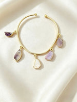 The Eos Raw Gemstone Gold Open Cuff Bangle | Famaza Couture