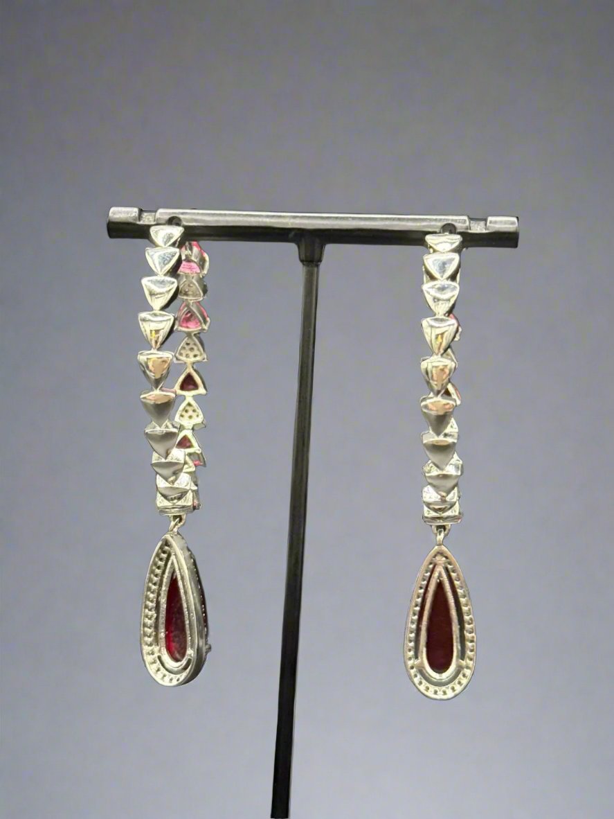 American Diamonds drop Jhumka bali earrings/Silver Finish Earrings