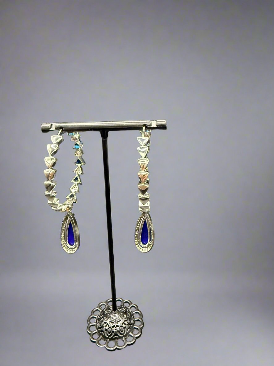 American Diamonds drop Jhumka bali earrings/Silver Finish Earrings