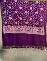 Lotus flower all-over Kashmiri Embroidered Pashmina Scarf | Handcrafted Shawl – Famaza Couture