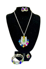 Multi Sapphire and American Diamond Pendant Necklace