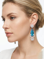 Midnight Blossom American Diamond Floral Earrings (Silver Finish)