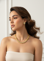 Gold plated Kundun sleek Choker Necklace set | Elegant Party & Bridal Jewellery – Famaza Couture