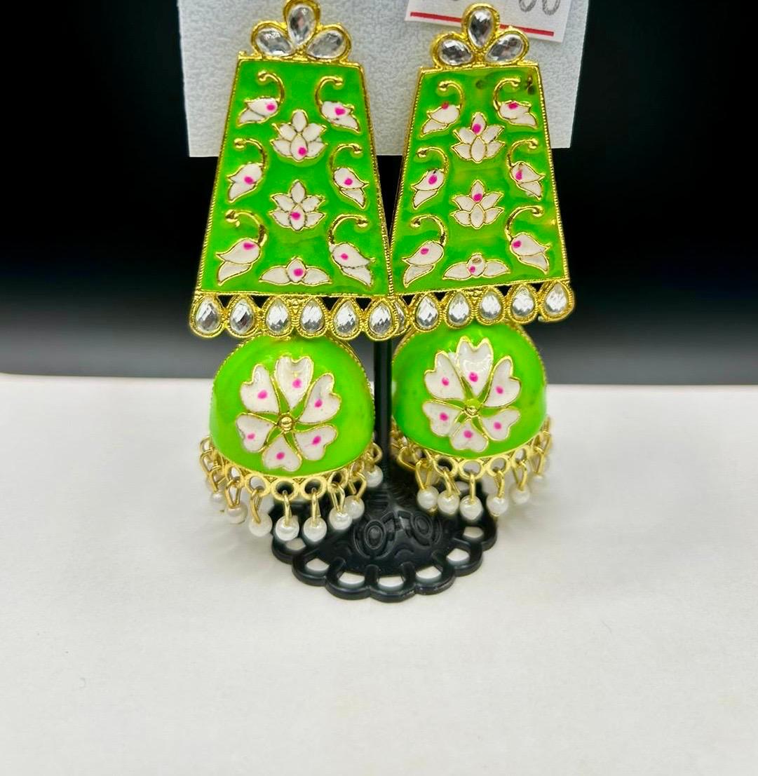 Meenakari long Jhumka Earrings | Lightweight Handcrafted Bridal Jewellery – Famaza Couture