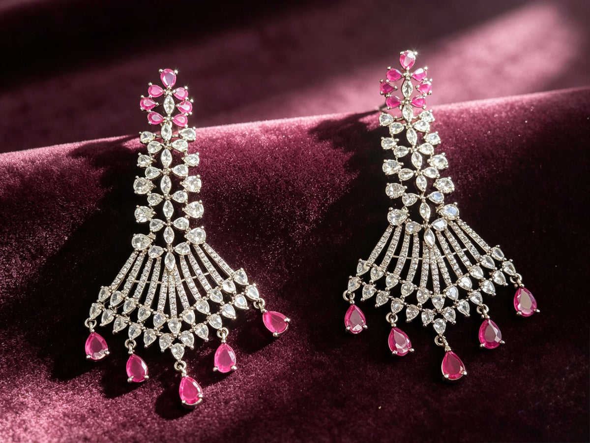 The Empress Drop American Diamond Chandelier Earrings