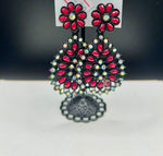 Black with coloured stone Earrings | Lightweight Handcrafted Bridal Jewellery – Famaza Couture