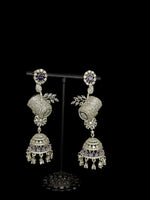 American Diamonds drop Jhumka earrings/Silver Finish Earrings