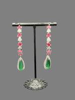 American Diamonds drop Jhumka bali earrings/Silver Finish Earrings