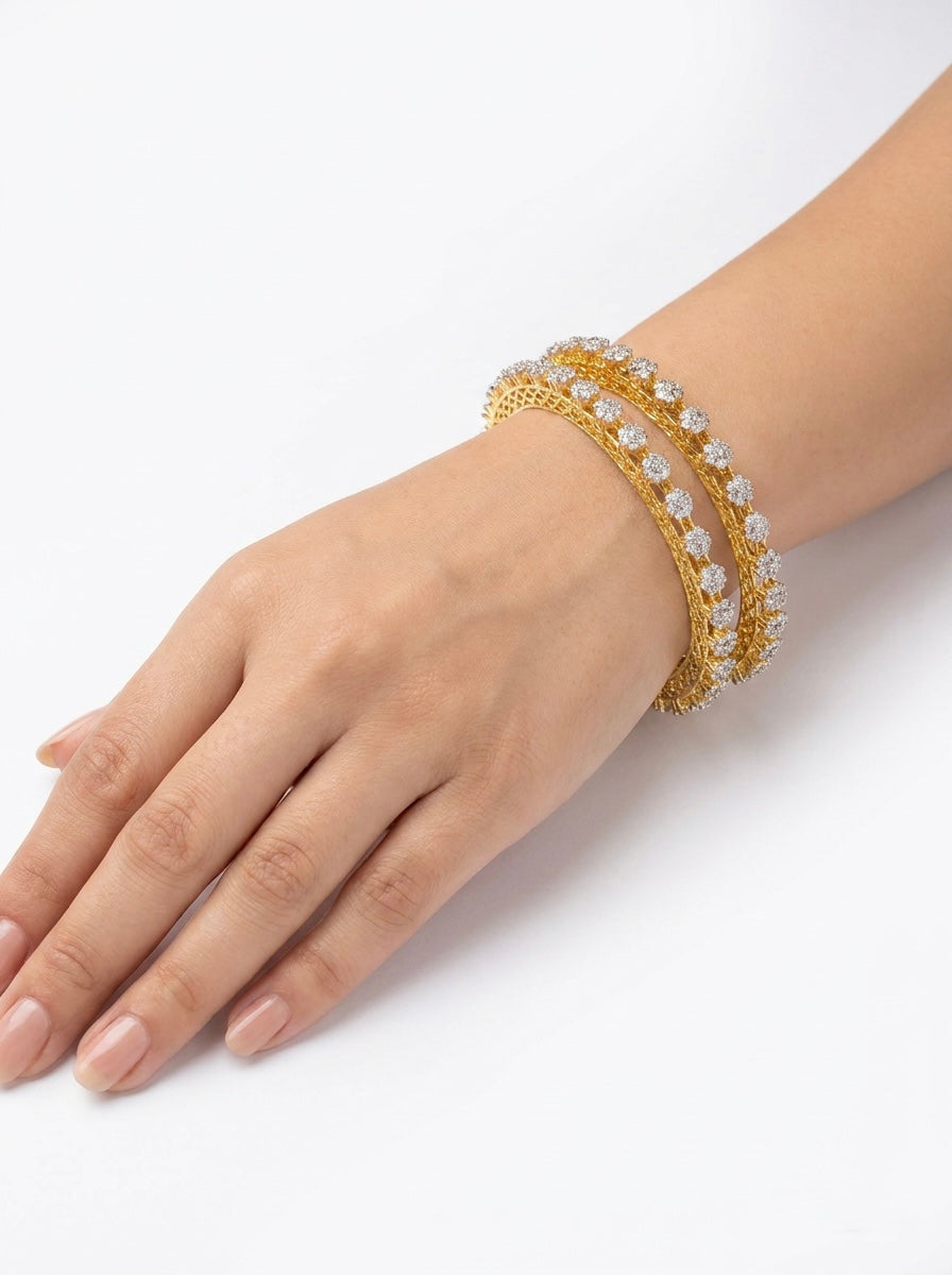Handmade Zahra Floral Lattice Bangles – Gold Plated Jali Kada (Pair) ✨🌸