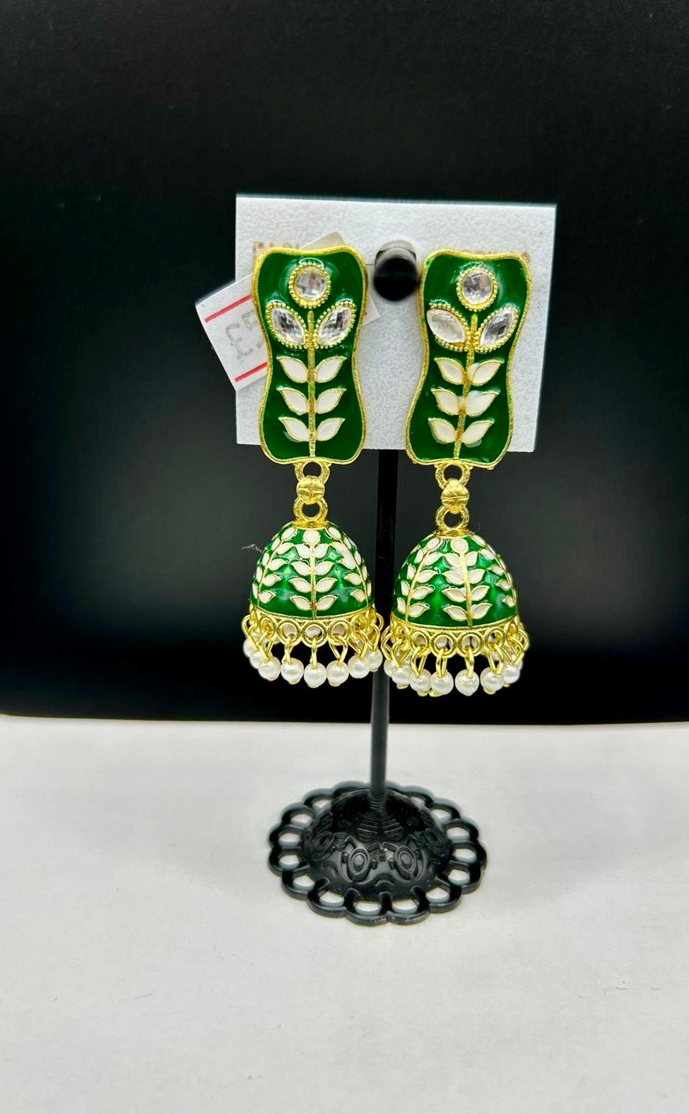 Meenakari drop Jhumka Earrings | Lightweight Handcrafted Bridal Jewellery – Famaza Couture