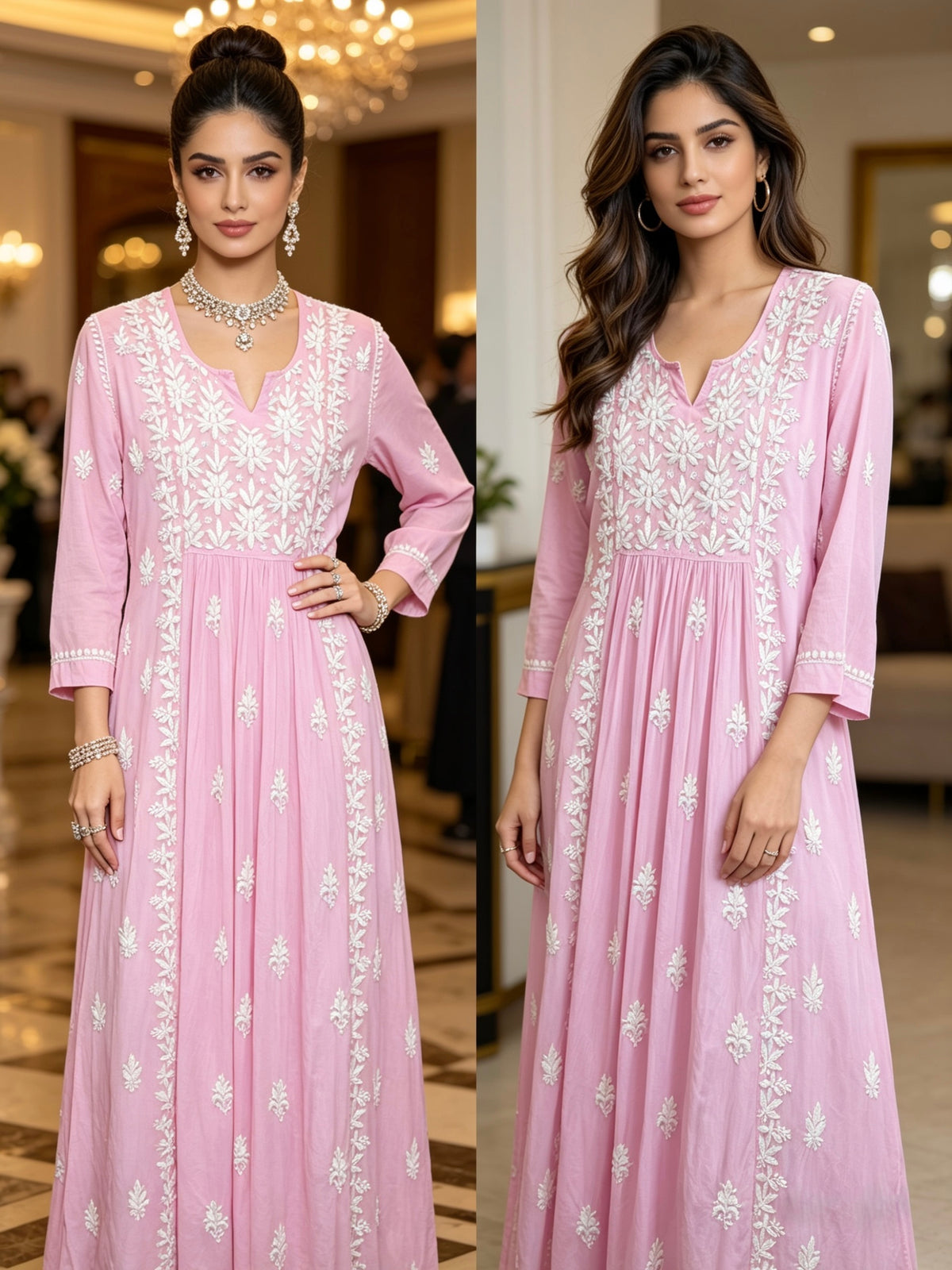 Chikankari Naira Cut Kurti Top | Indian Shirt for Women | Famaza couture