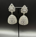 American Diamond Jumbo Jhumka earrings/Silver Finish Earrings