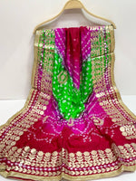 Rung-Ja Dupatta/Chunni/Urrhni/Scarf - Fresh Green/Purple/Hot Pink