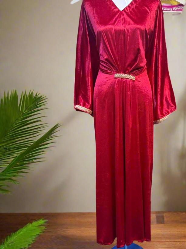 Khurshid Batwing Velvet Kaftan dress